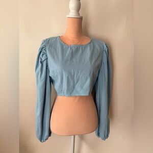 Nasty gal Wash Me Go Cropped Denim Top